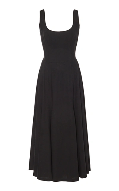 Shop Andres Otalora Bianca Wool Midi Dress In Black