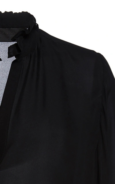 Shop Nili Lotan Demi Ruffled Silk-chiffon Top In Black