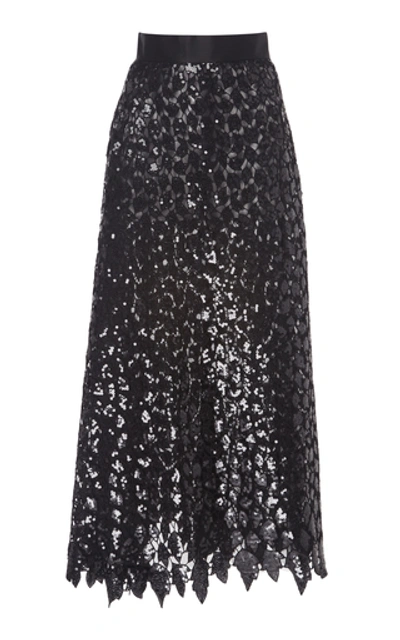 Shop Marc Jacobs Semi-sheer Embroidered Tulle Skirt In Black