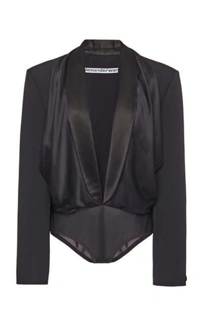 Shop Alexander Wang Blazer-style Wool Bodysuit In Black