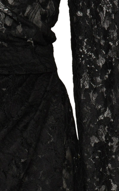 Shop Dolce & Gabbana Gathered Guipure Lace Midi Dress In Black