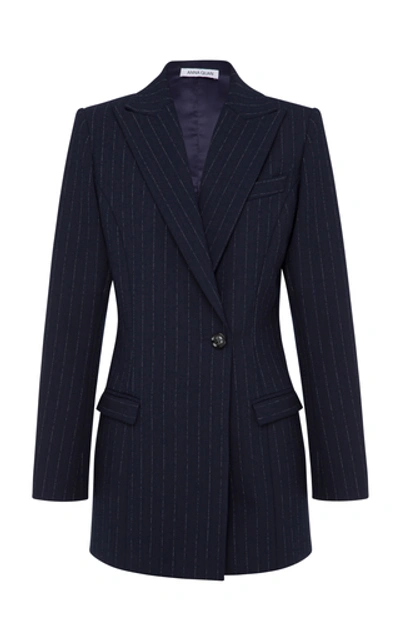 Shop Anna Quan Sienna Pinstriped Crepe Blazer In Stripe