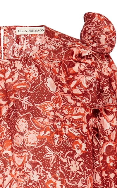 Shop Ulla Johnson Medine Floral-print Cotton-blend Blouse In Orange