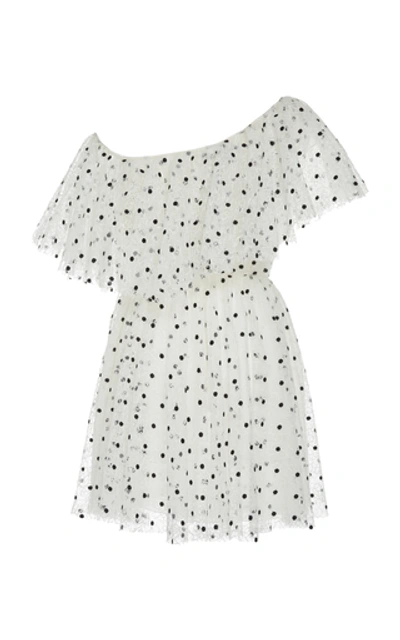 Shop Giambattista Valli Polka-dot Off-the-shoulder Tulle Mini Dress In White