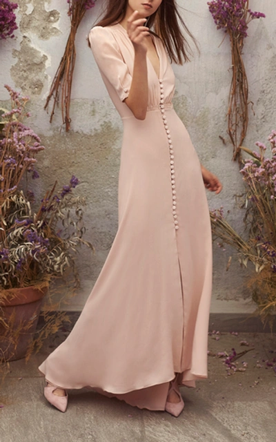 Shop Luisa Beccaria Button Up Maxi Dress In Pink