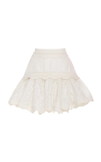 Shop Acler Montana Scalloped Lace Mini Skirt In Ivory