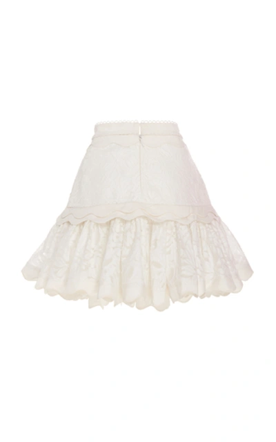 Shop Acler Montana Scalloped Lace Mini Skirt In Ivory