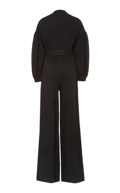 Shop Ulla Johnson Akiba Belted Cotton Wide-leg Jumpsuit In Black