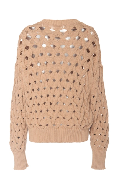 Shop Brunello Cucinelli Oversized Cable-knit Cotton-blend Sweater In Neutral