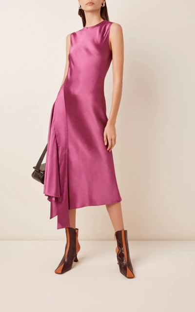 Shop Sies Marjan Women's Vanessa Crinkled Satin Midi Dress In Purple