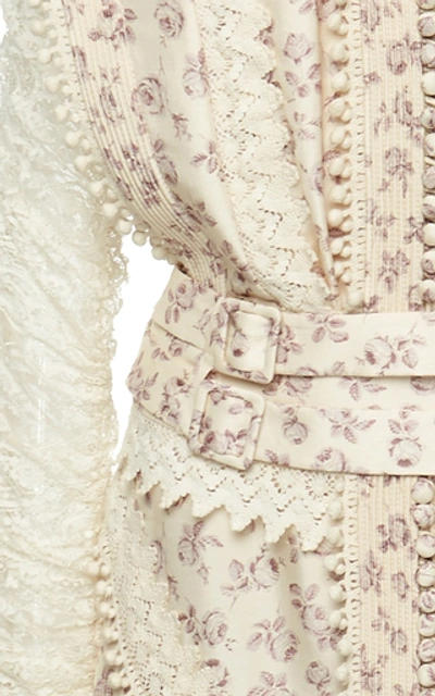 Shop Zimmermann Sabotage Asymmetric Floral-print Silk Dress In White