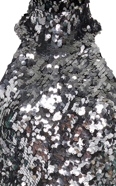 Shop Galvan Gemma Sequined Jersey Mini Dress In Silver