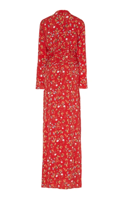 Shop Bytimo Floral-print Crepe De Chine Maxi Dress In Red