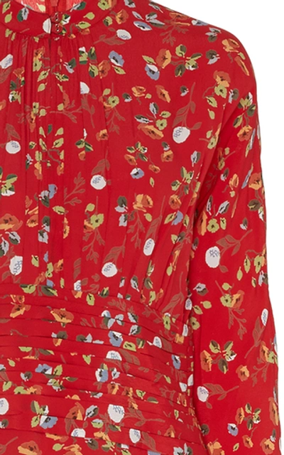 Shop Bytimo Floral-print Crepe De Chine Maxi Dress In Red