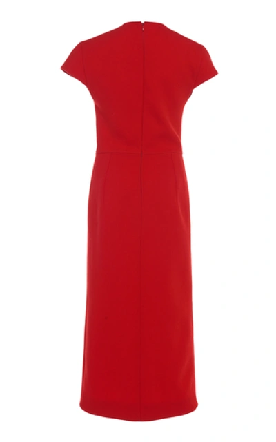 Shop Victoria Beckham Pleated Wool Crepe Dress In Red