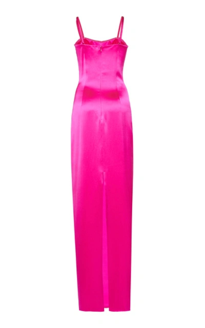 Shop Brandon Maxwell Silk-satin Bustier Gown In Pink