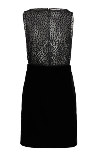 Shop Givenchy Lace-paneled Velvet Mini Dress In Black