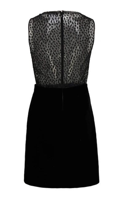 Shop Givenchy Lace-paneled Velvet Mini Dress In Black