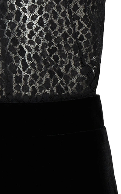 Shop Givenchy Lace-paneled Velvet Mini Dress In Black