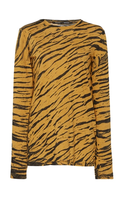 Shop Proenza Schouler Animal Print Distressed Cotton T-shirt In Orange