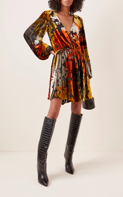 Shop Caroline Constas Olena Velvet Mini Dress In Multi