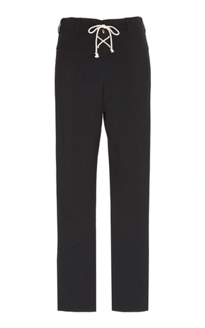 Shop Ann Demeulemeester Button-accented Cady Straight-leg Pants In Black