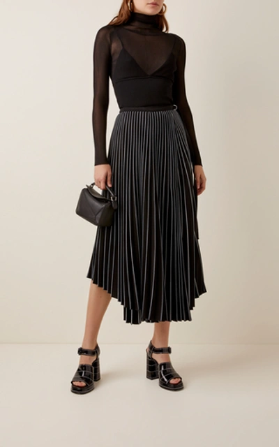 Shop Proenza Schouler Asymmetric Pleated Crepe Maxi Skirt In Black