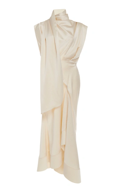 Shop Acler Dalisay Draped Midi Dress In White