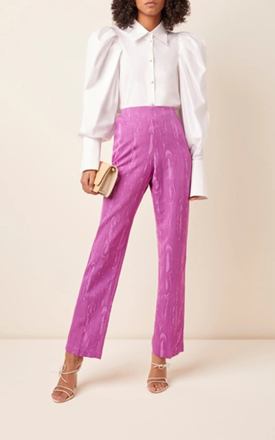 Shop Rachel Comey Fractal Jacquard Straight-leg Pants In Pink