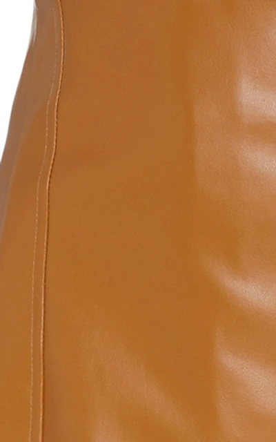Shop A.w.a.k.e. Paneled Faux-leather Knee-length Skirt In Orange