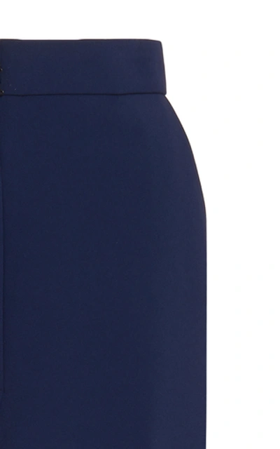 Shop Carolina Herrera Tailored Straight Leg Crepe Pant In Blue