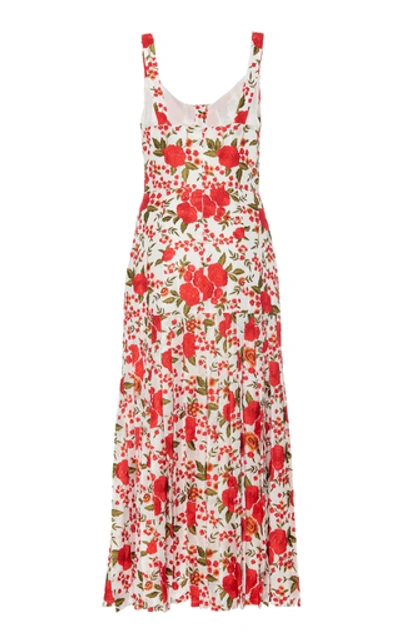 Shop Alexis Amal Floral-embroidered Midi Dress In Red