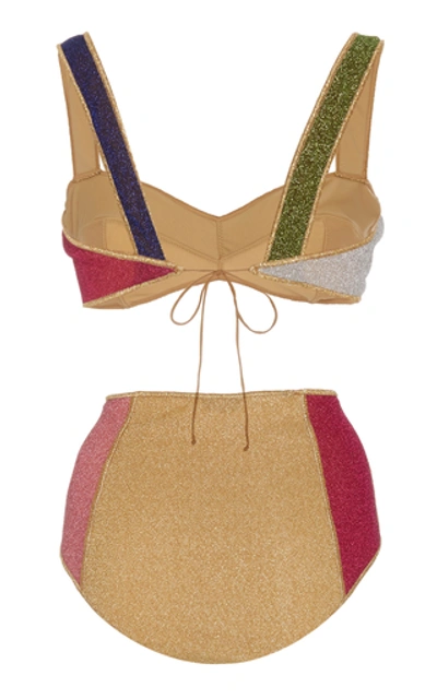 Shop Oseree Color-block Lurex Bikini Set In Multi