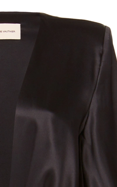 Shop Alexandre Vauthier Draped Belted Silk-blend Dress In Black