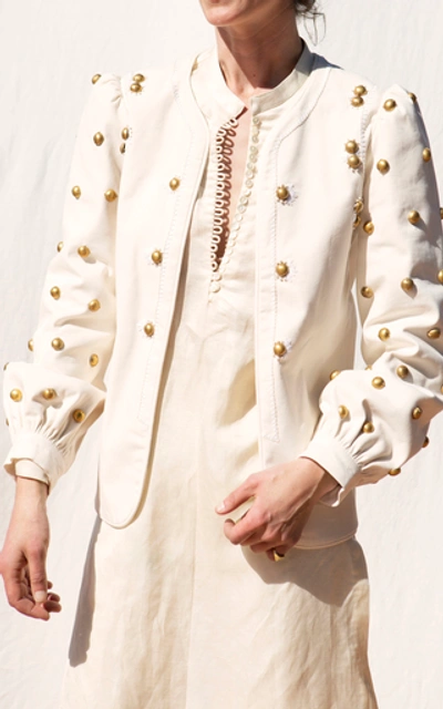 Shop Alix Of Bohemia Limited Edition Cecile Hand-embroidered Gold Dome Jack In White