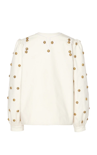 Shop Alix Of Bohemia Limited Edition Cecile Hand-embroidered Gold Dome Jack In White
