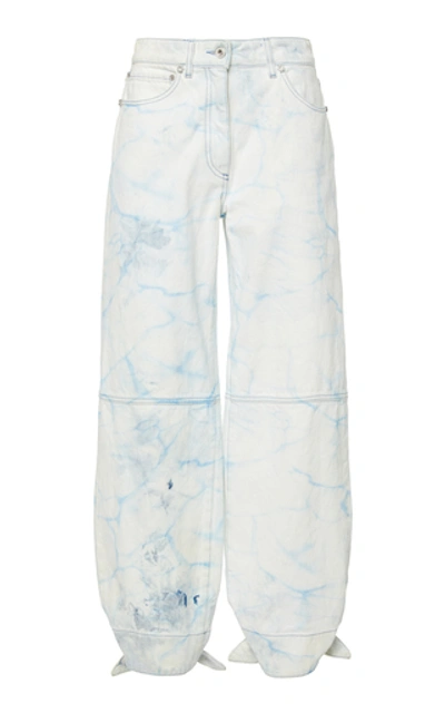 Shop Off-white Bow-detailed Resist-dyed Twill Pants In White