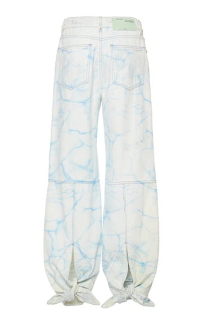 Shop Off-white Bow-detailed Resist-dyed Twill Pants In White