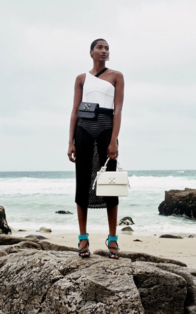 Shop Off-white Cotton Fishnet Midi Skirt In Black