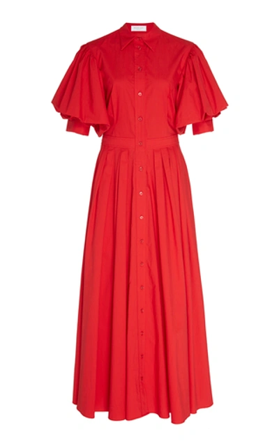 Shop Michael Kors Cotton-poplin Maxi Dress In Red