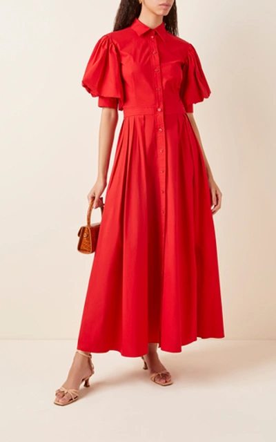 Shop Michael Kors Cotton-poplin Maxi Dress In Red