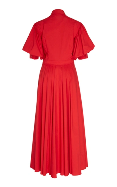 Shop Michael Kors Cotton-poplin Maxi Dress In Red