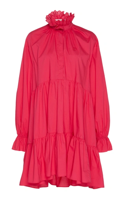 Shop Philosophy Di Lorenzo Serafini Ruffled Broderie Anglaise-trimmed Cotto In Pink