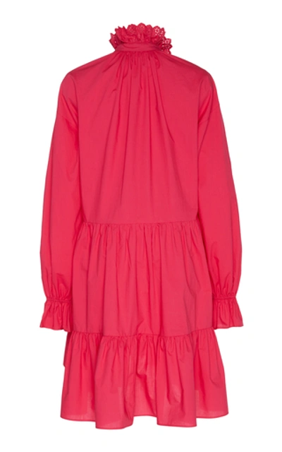 Shop Philosophy Di Lorenzo Serafini Ruffled Broderie Anglaise-trimmed Cotto In Pink