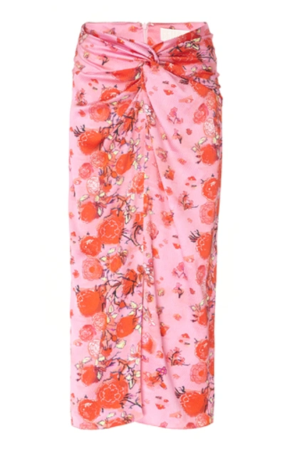 Shop Peter Pilotto Printed Silk Twist Skirt In Pink