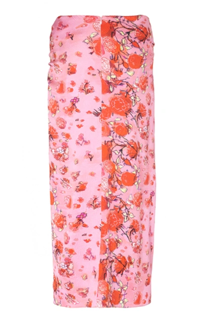 Shop Peter Pilotto Printed Silk Twist Skirt In Pink