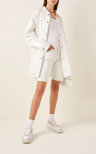 Shop Alexander Wang Kendall Oversized Cotton Jacket In White