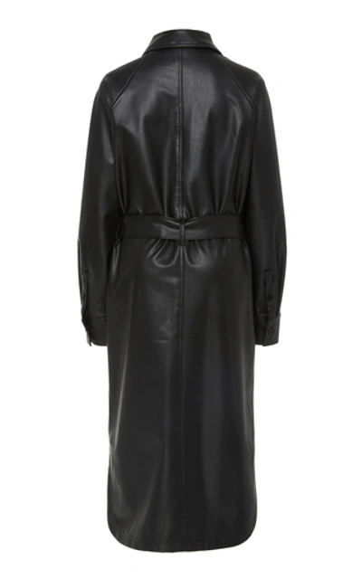 Shop Tibi Belted Faux Leather Midi Dress In Black