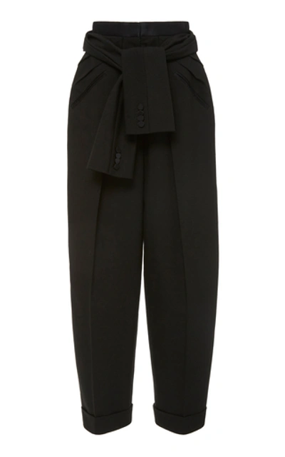 Shop Alexander Wang Tie-waist Crepe Tuxedo Pants In Black