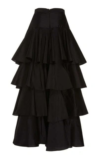 Shop Giambattista Valli Tiered Taffeta Maxi Skirt In Black